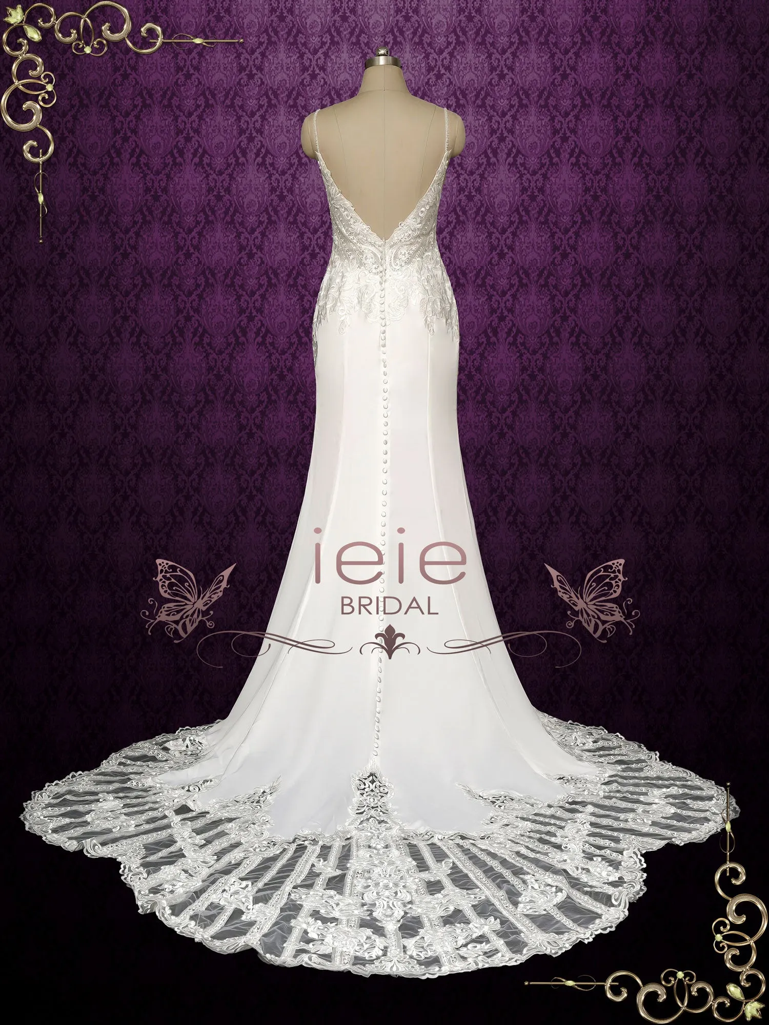 Lace Boho Wedding Dress with Lace Train | ARIN