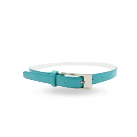 LACEY - Womens Aqua Glossy Genuine Leather Slim Belt