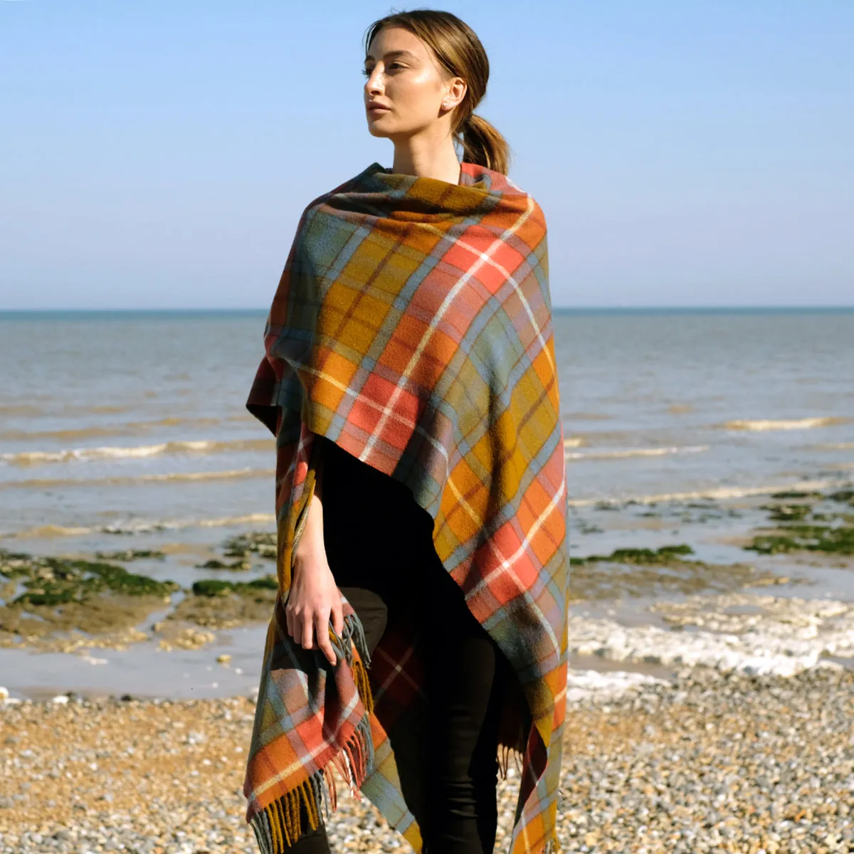 Lambswool Poncho in Ancient Buchanan Tartan