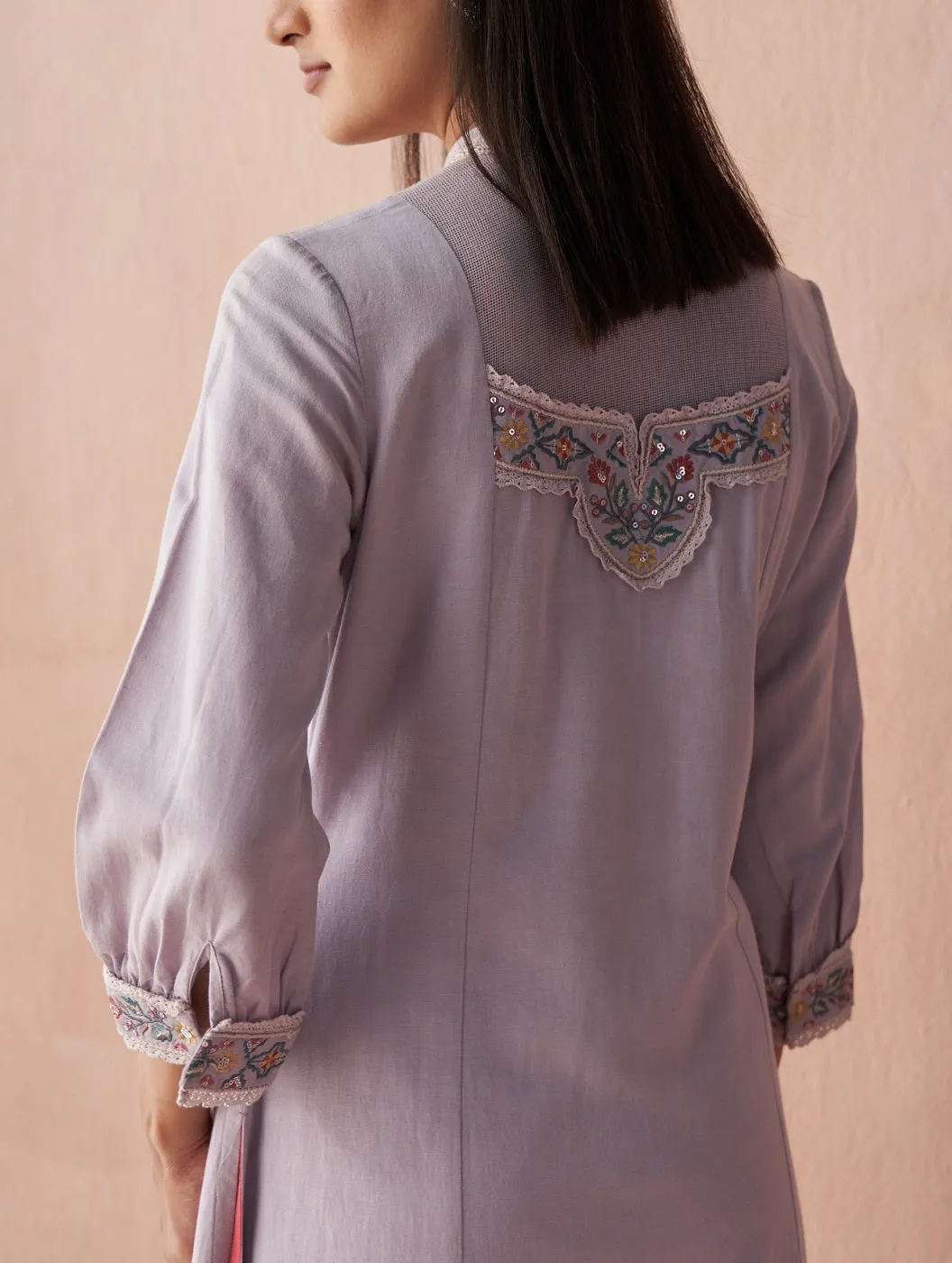 Lavender Alora Collection Kurta With Delicate Embroidery