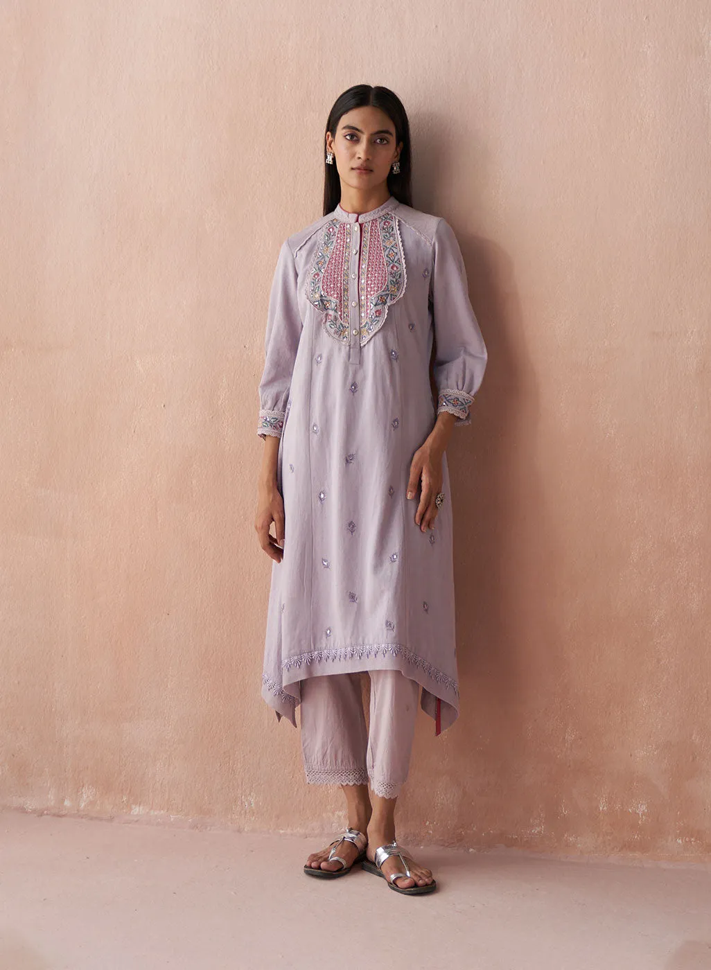 Lavender Alora Collection Kurta With Delicate Embroidery