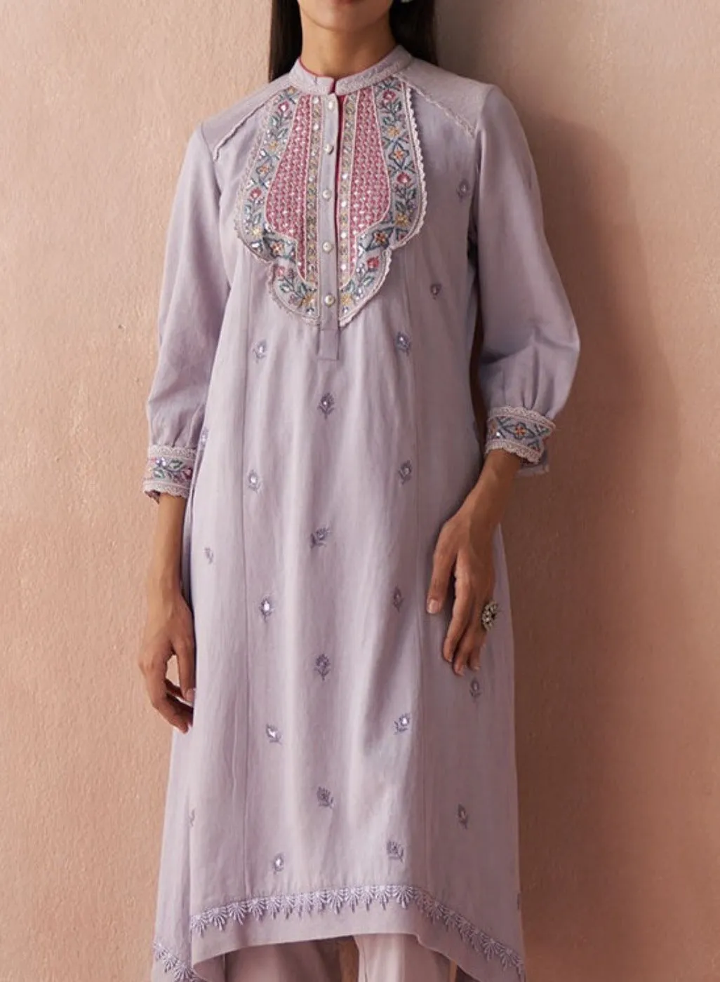 Lavender Alora Collection Kurta With Delicate Embroidery