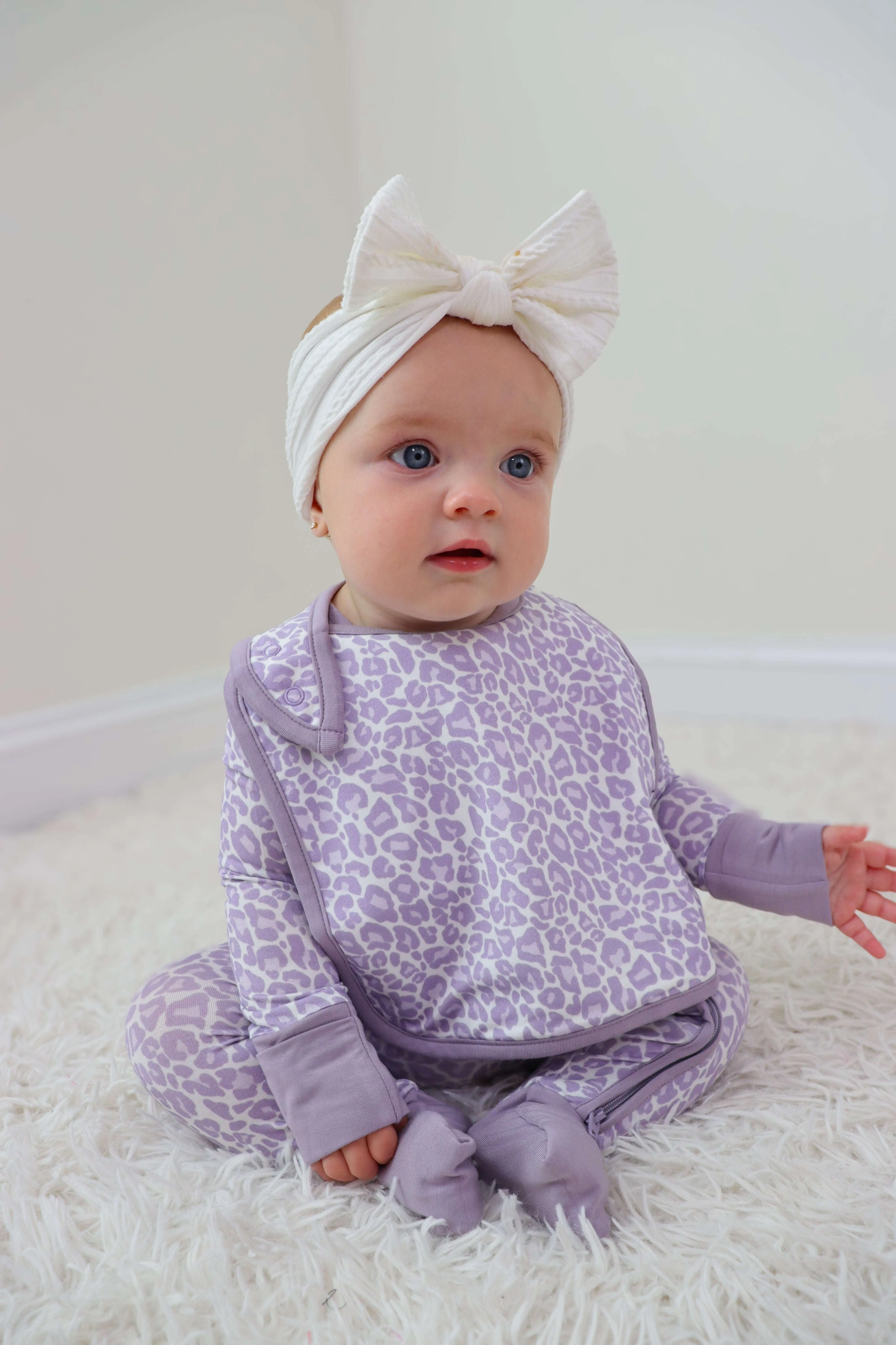 Lavender Leopard Dream Baby Bib