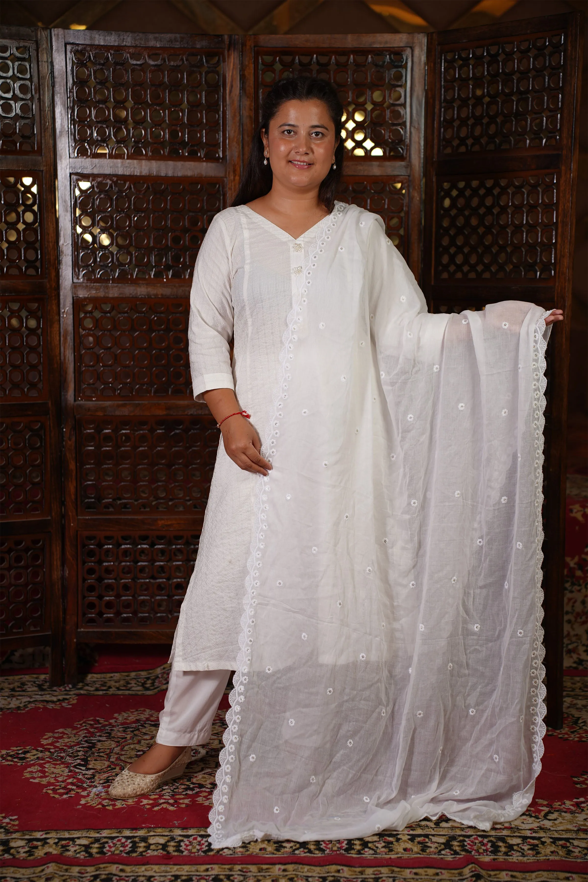 Lekhya A-Line Set with Mul Dupatta