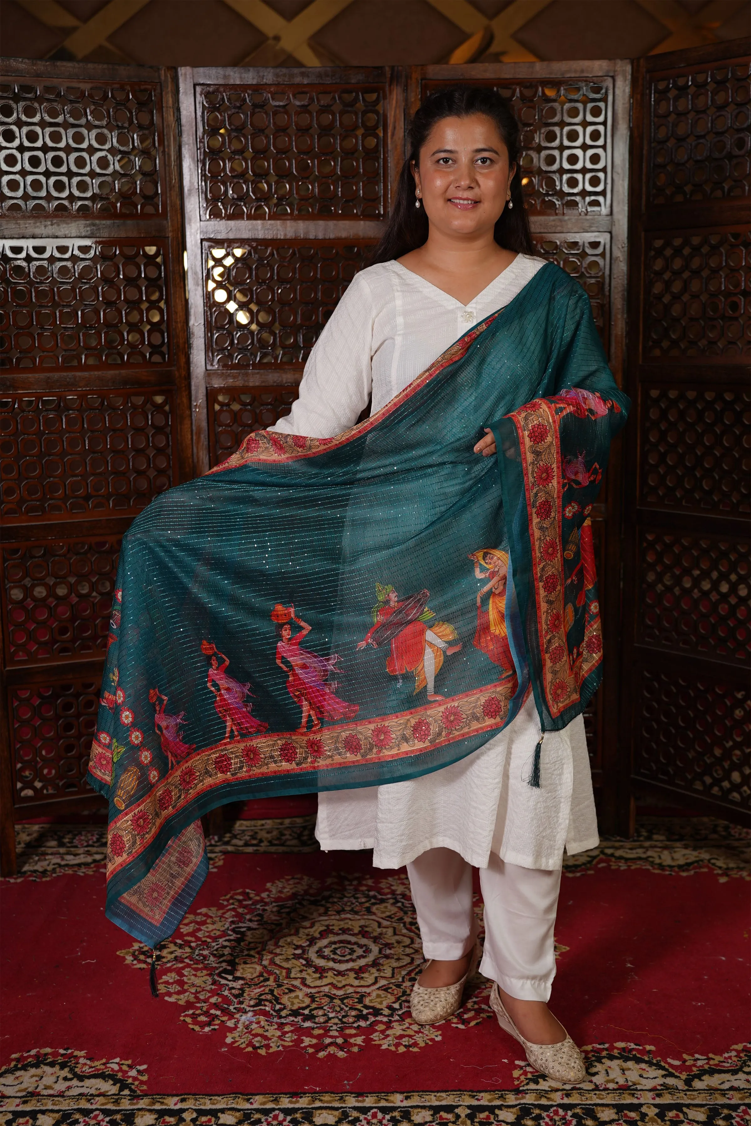 Mayuri A-Line Set with Figured Dupatta