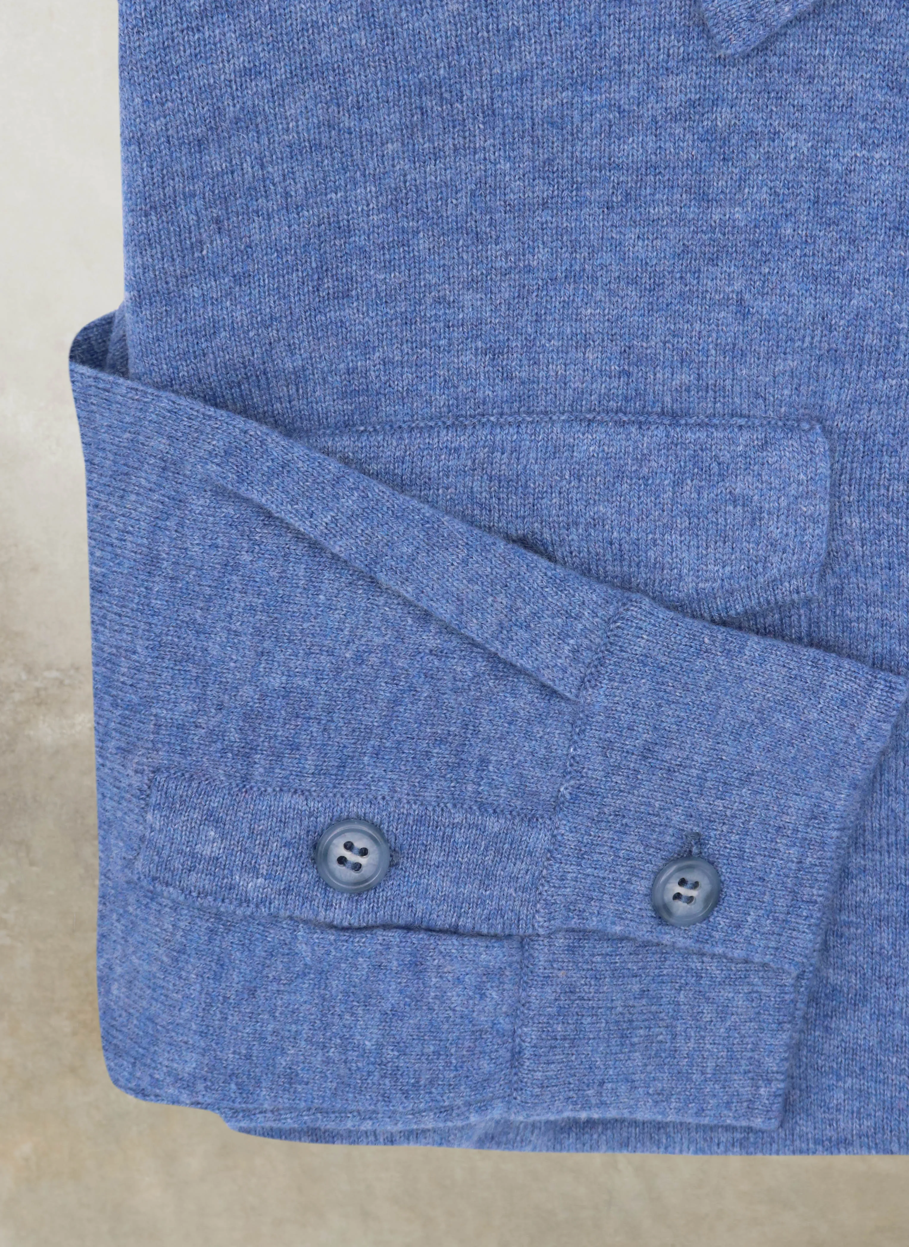 Men's Bergamo Cashmere Long Sleeve Shirt Sweater With Buttons in Navy