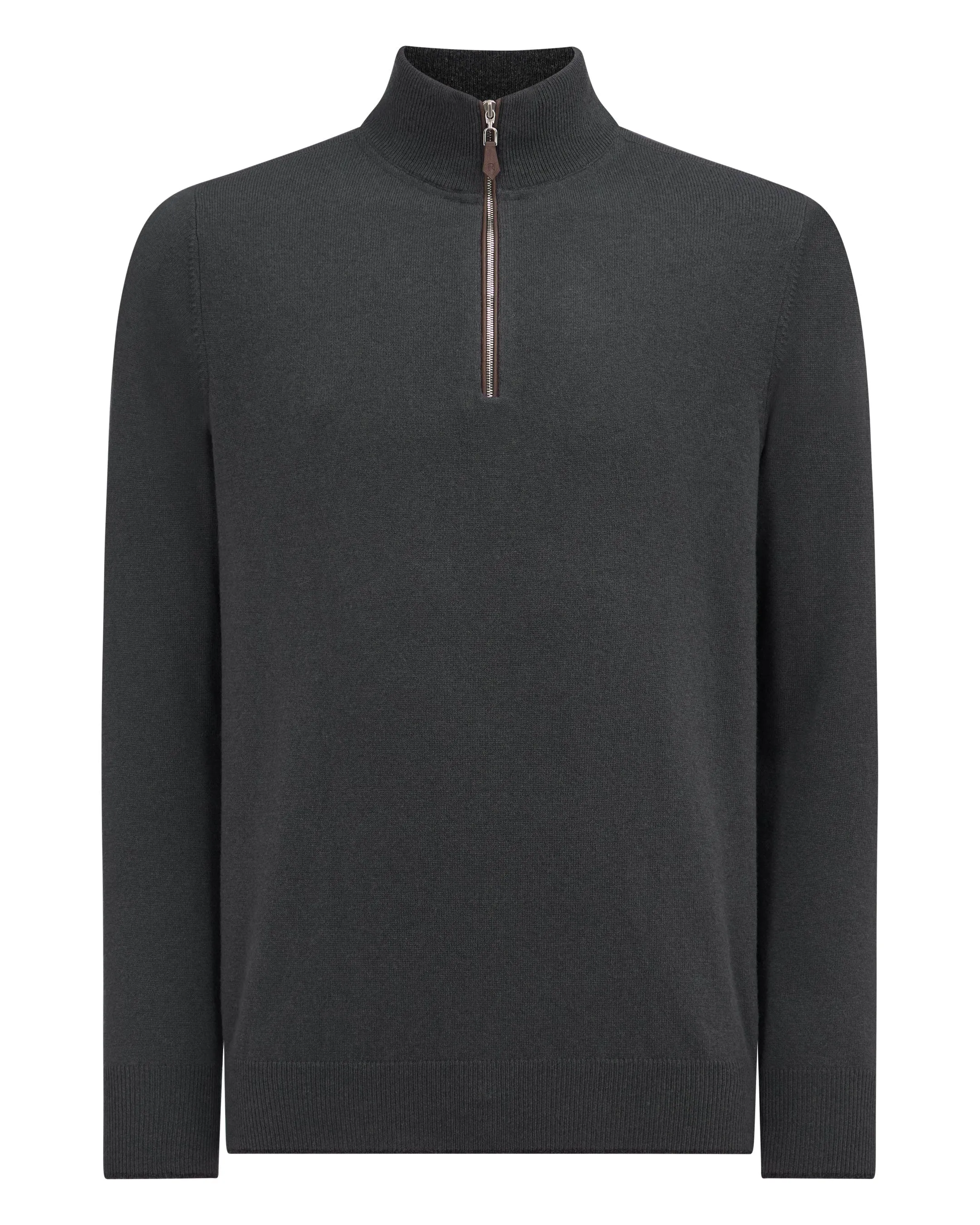 Men's Carnaby Half Zip Cashmere Jumper Anthracite Grey