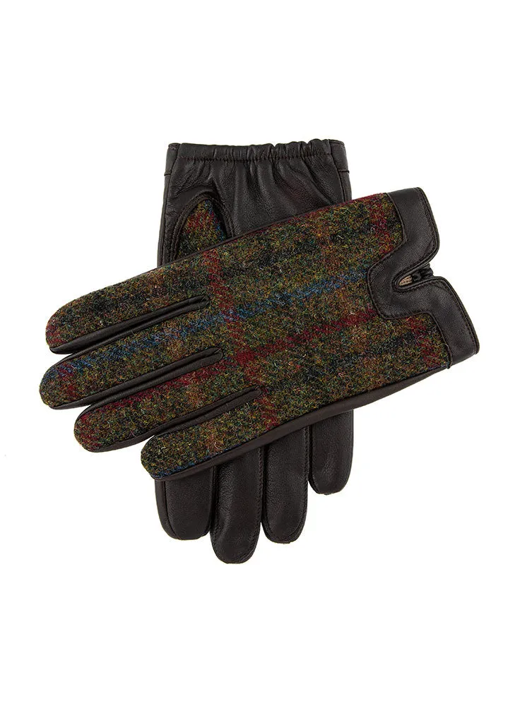 Men's Heritage Cashmere-Lined Harris Tweed and Leather Gloves