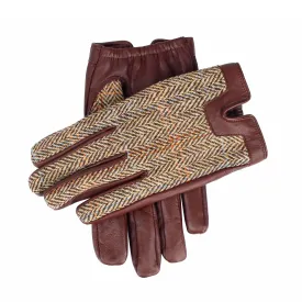 Men's Heritage Cashmere-Lined Harris Tweed and Leather Gloves