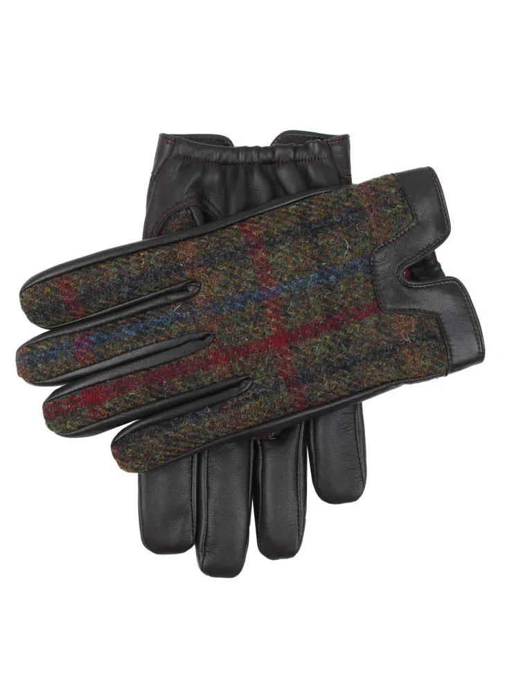 Men's Heritage Cashmere-Lined Harris Tweed and Leather Gloves