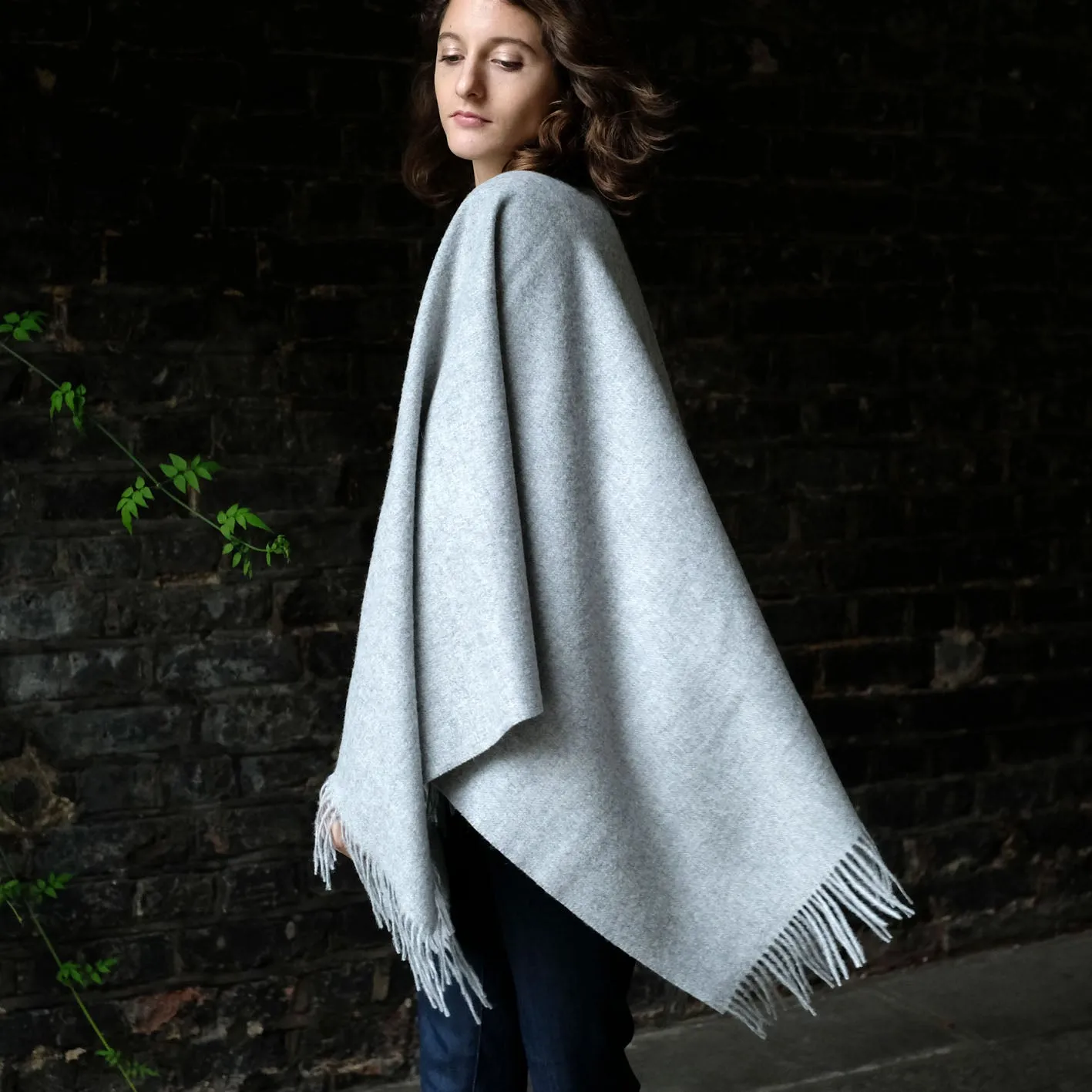 Mini Poncho in Silver Grey