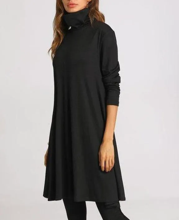 Mod and Simple High Neck Swing Dress