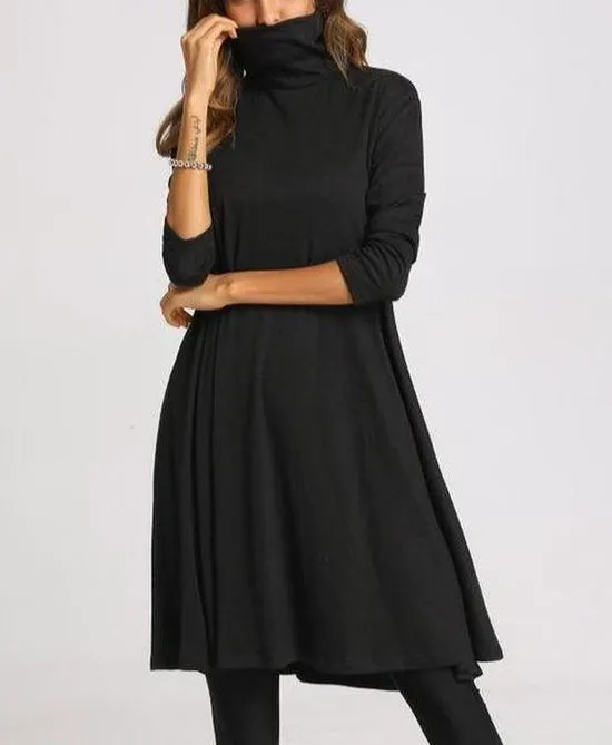 Mod and Simple High Neck Swing Dress