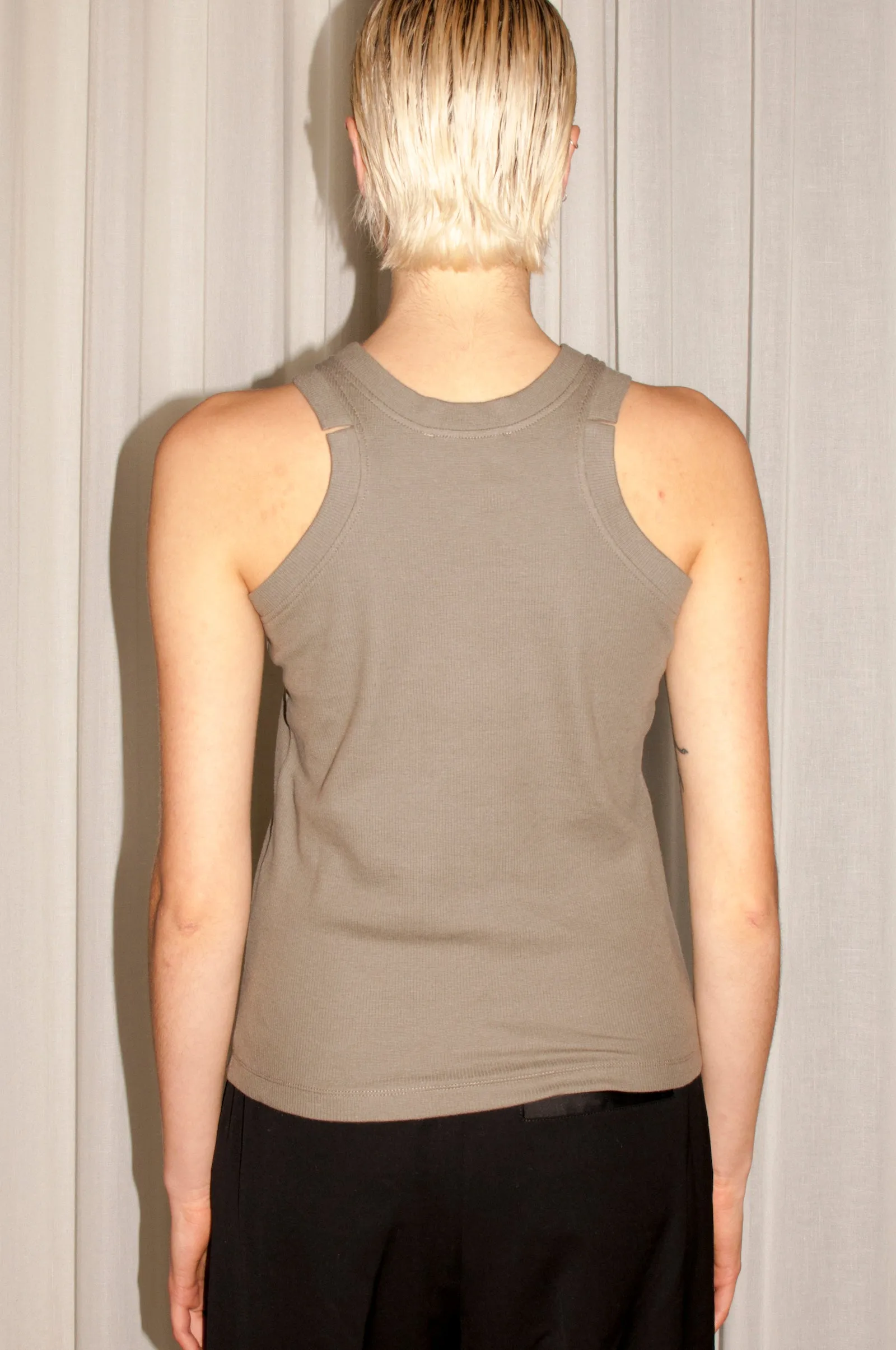 MONA ribbed tank top - Beige-Khaki