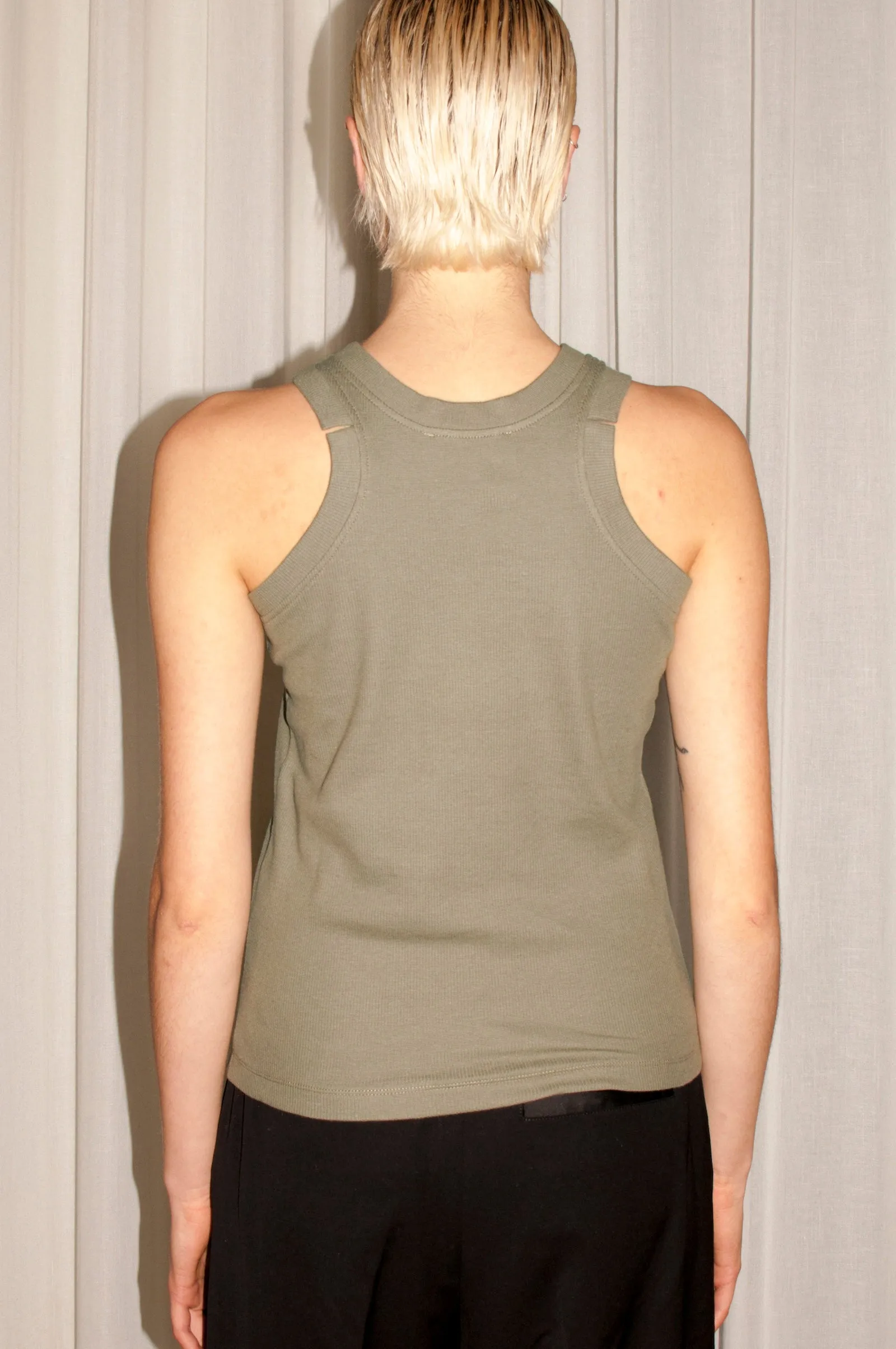 MONA ribbed tank top - Khaki