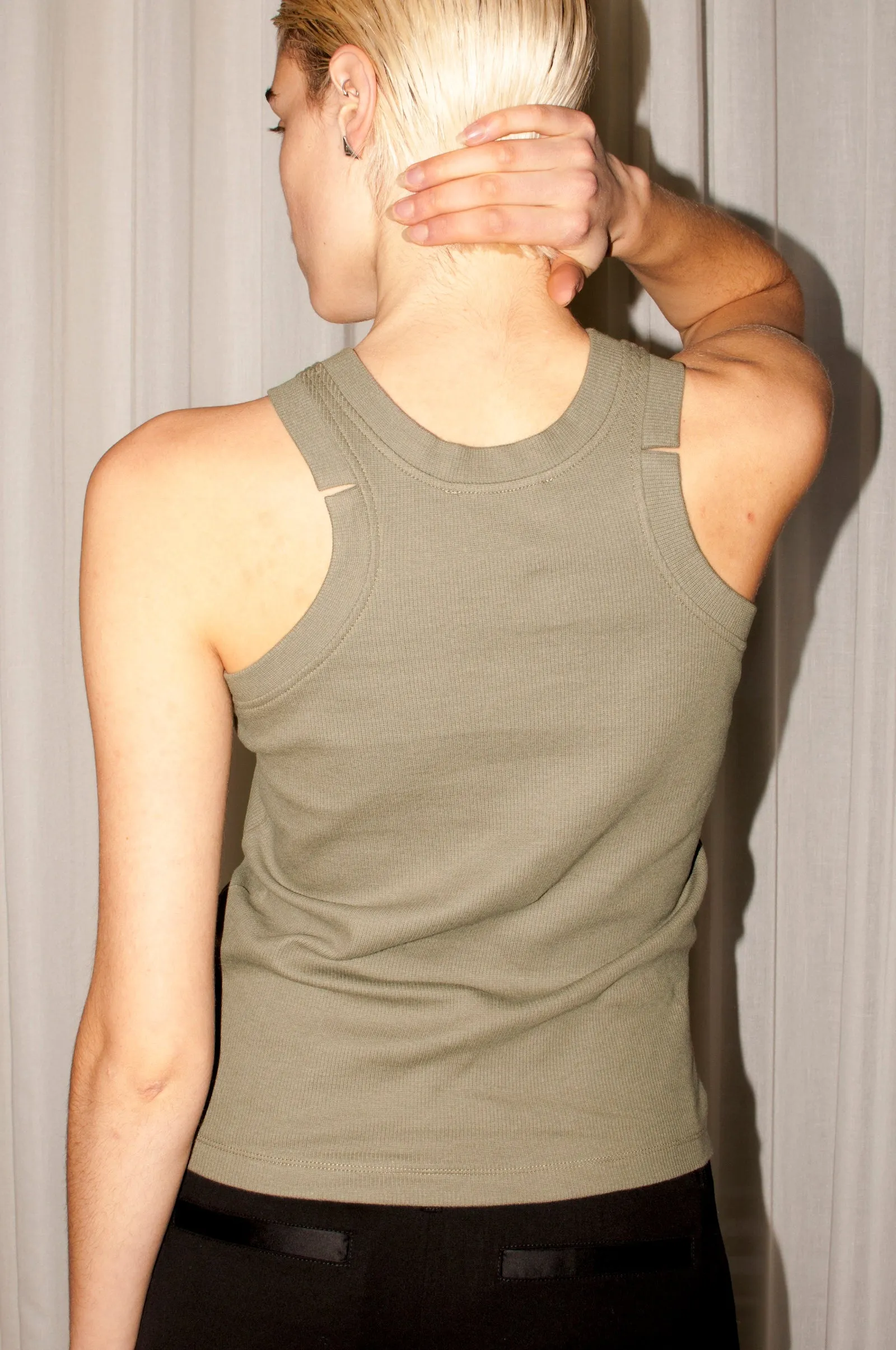 MONA ribbed tank top - Khaki