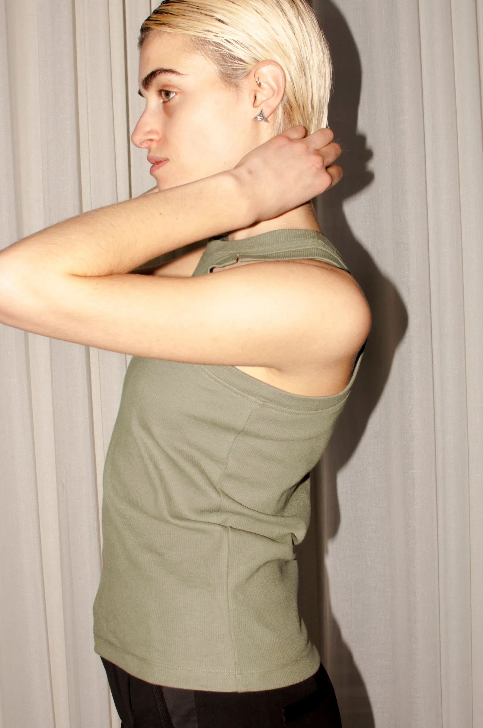 MONA ribbed tank top - Khaki