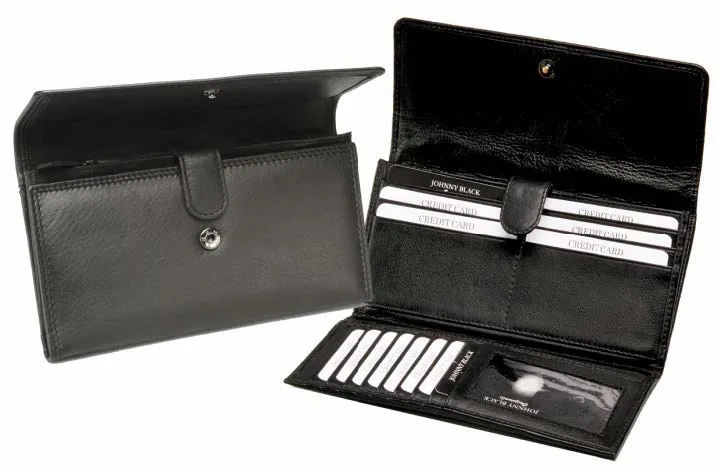 Monroe Chicago Leather Ladies Clutch Purse | Black