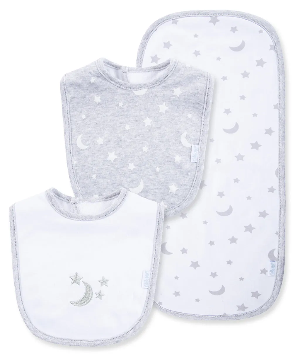 Moon & Stars Bib & Burp Set