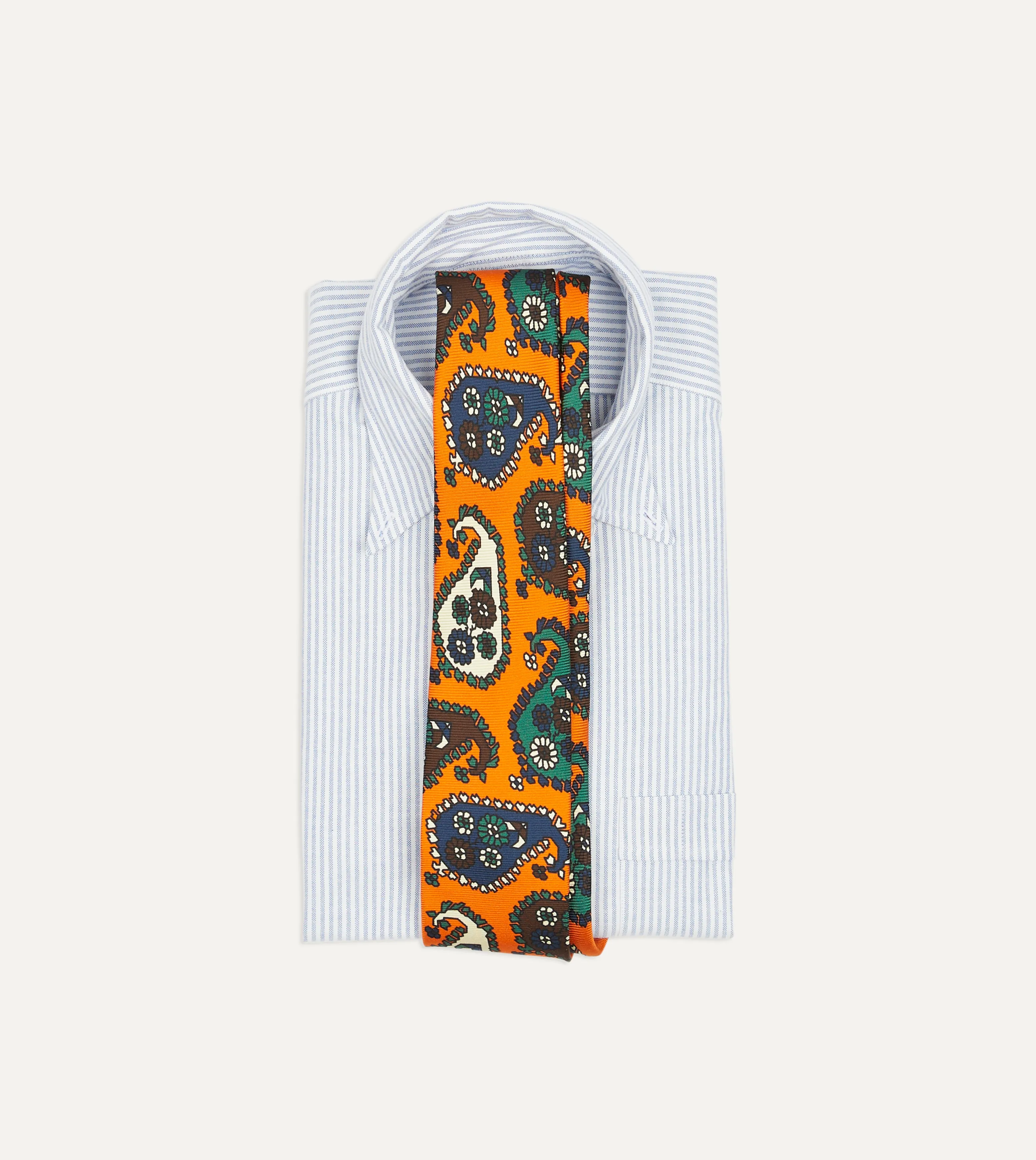 Orange Geometric Paisley Print Twill Silk Tie