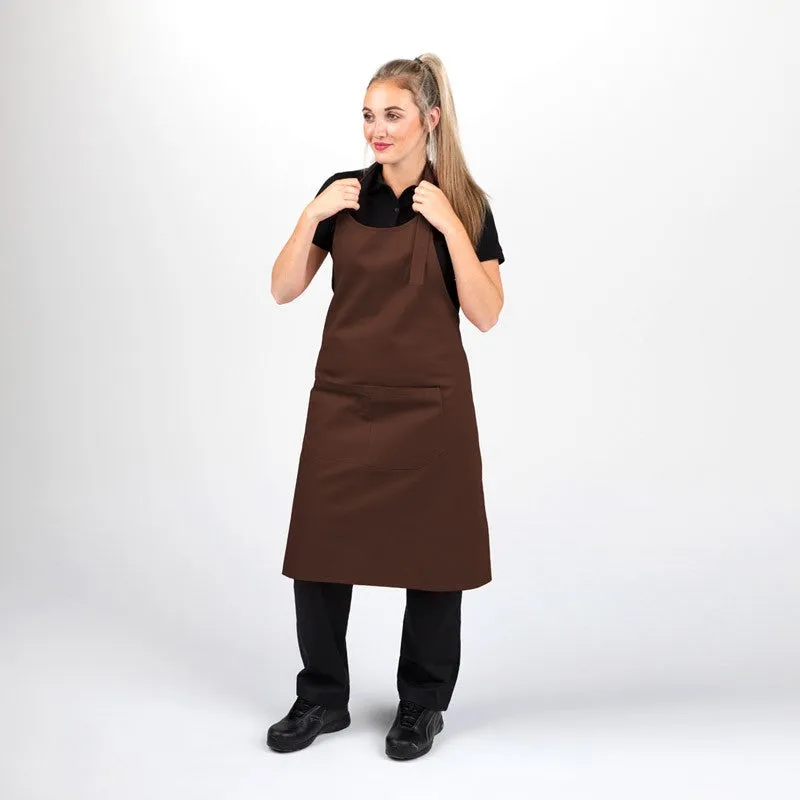 Polycotton Brown Bib Apron - MANELLI