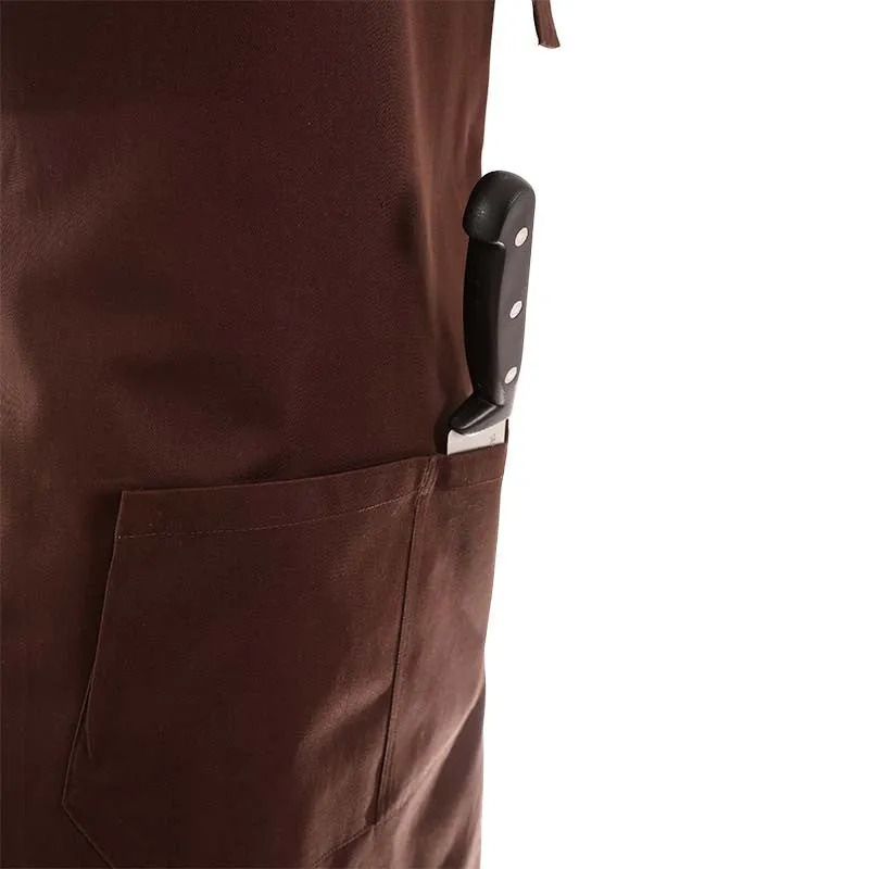 Polycotton Brown Bib Apron - MANELLI