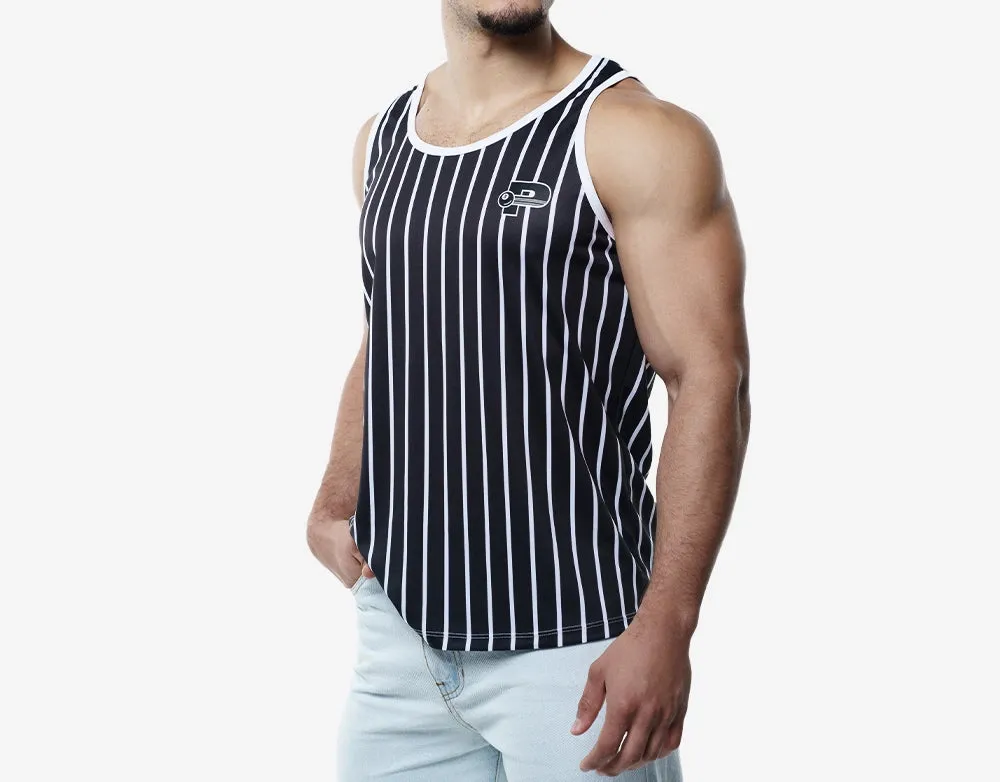 PUMP Striped slim fit tank black