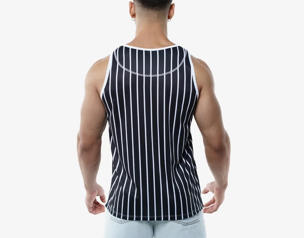 PUMP Striped slim fit tank black