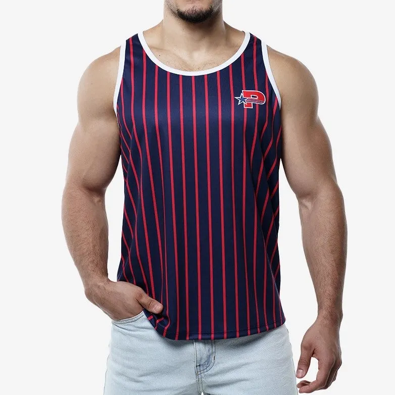 PUMP Striped slim fit tank navy