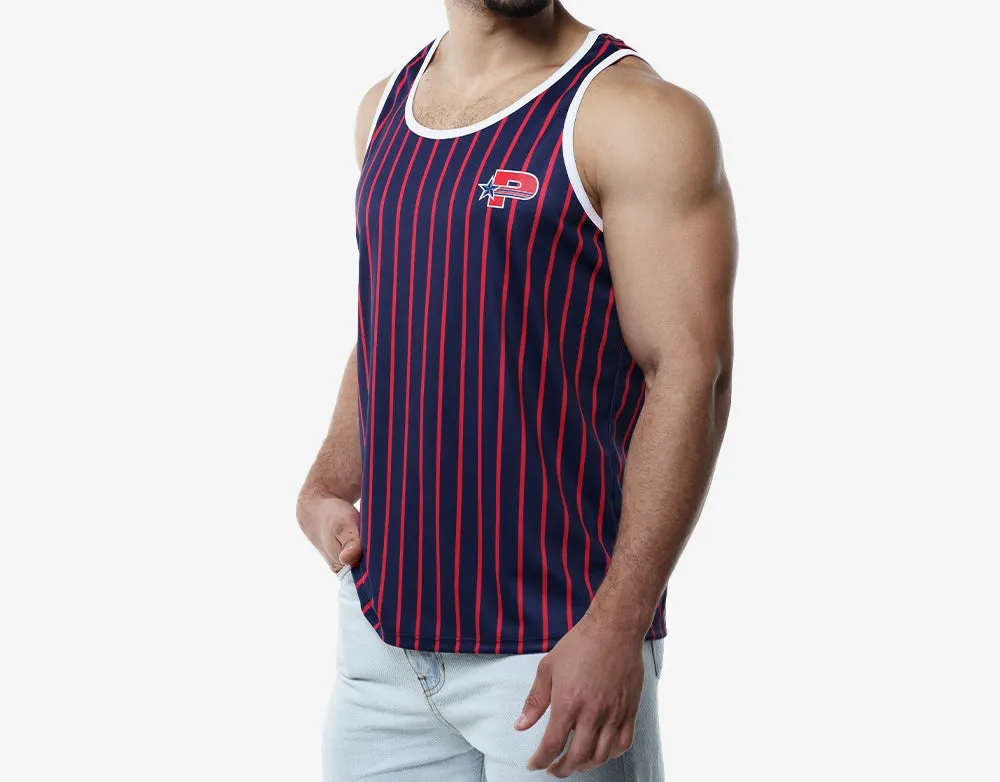 PUMP Striped slim fit tank navy