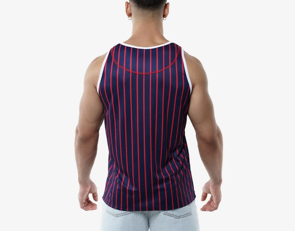 PUMP Striped slim fit tank navy