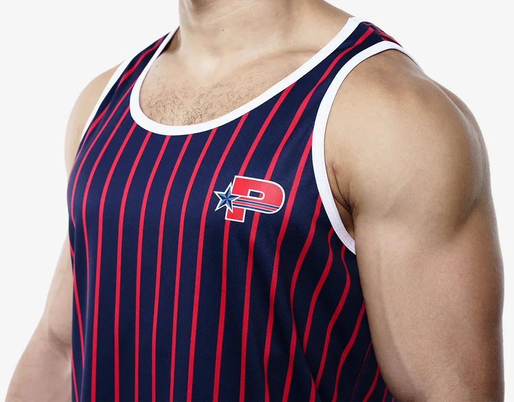 PUMP Striped slim fit tank navy