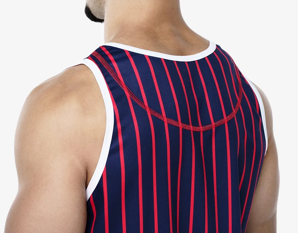 PUMP Striped slim fit tank navy