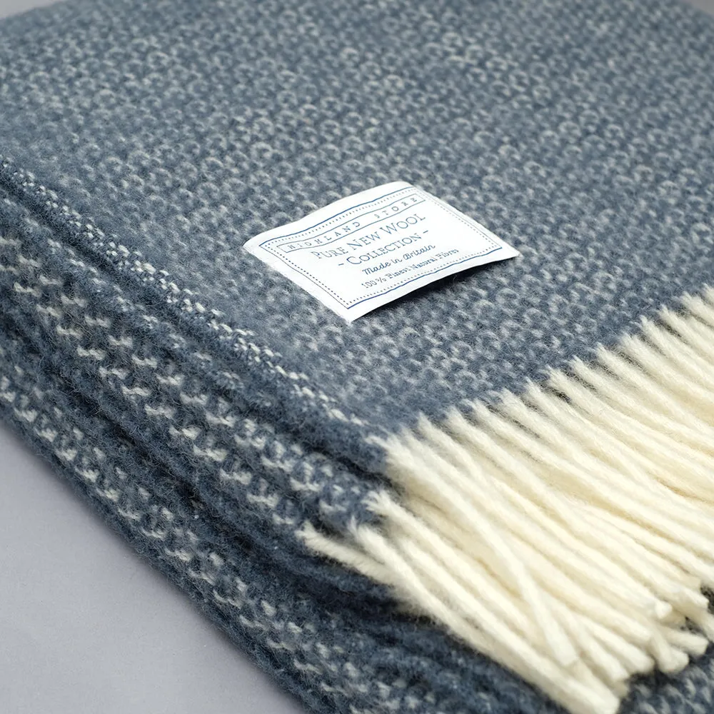 Pure New Wool Blanket in Navy