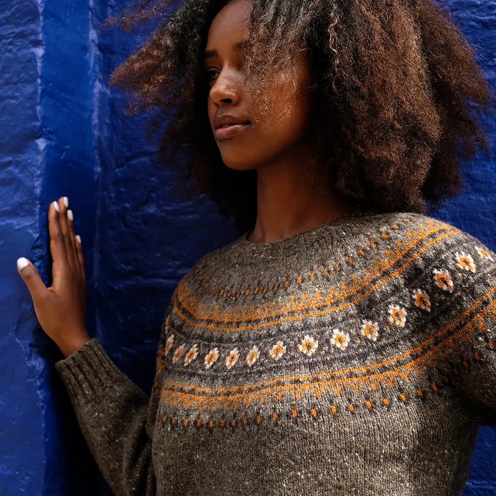 Pure wool fair isle jumper in brown