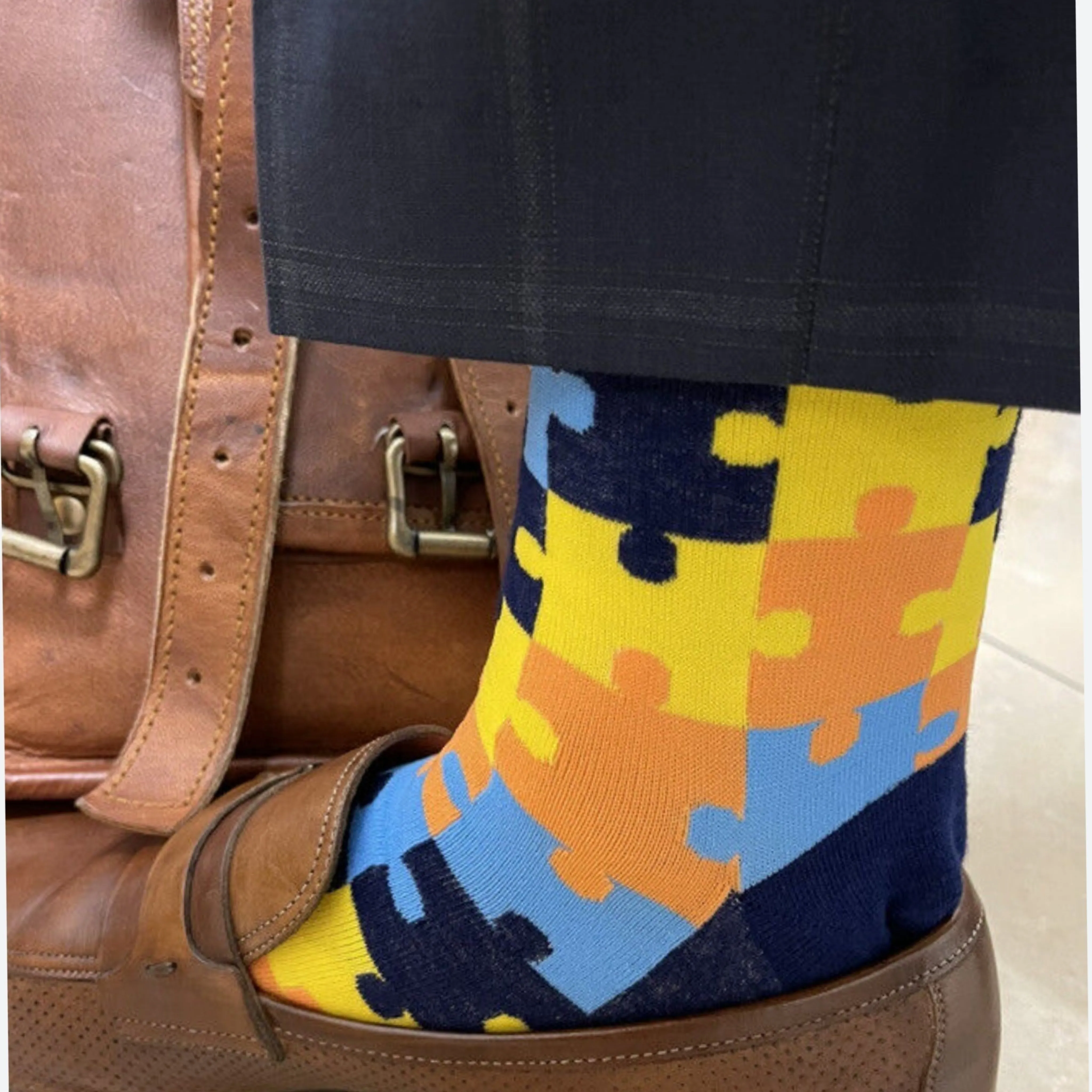 Puzzle Pieces Colorful Pattern Socks from the Sock Panda