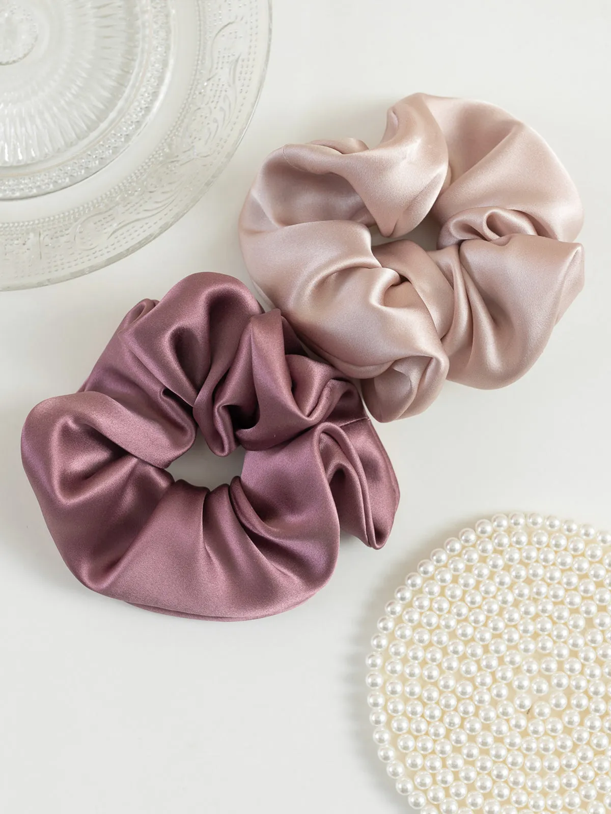 "Silken Hair" Silk Scrunchie Hair Tie - Mauve