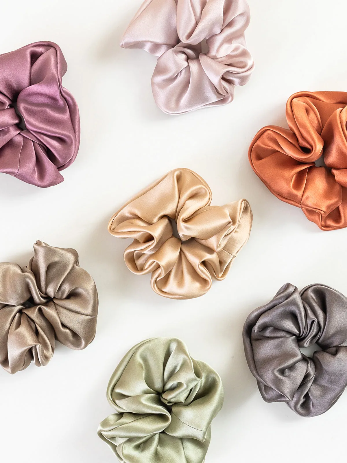 "Silken Hair" Silk Scrunchie Hair Tie - Pale Olive