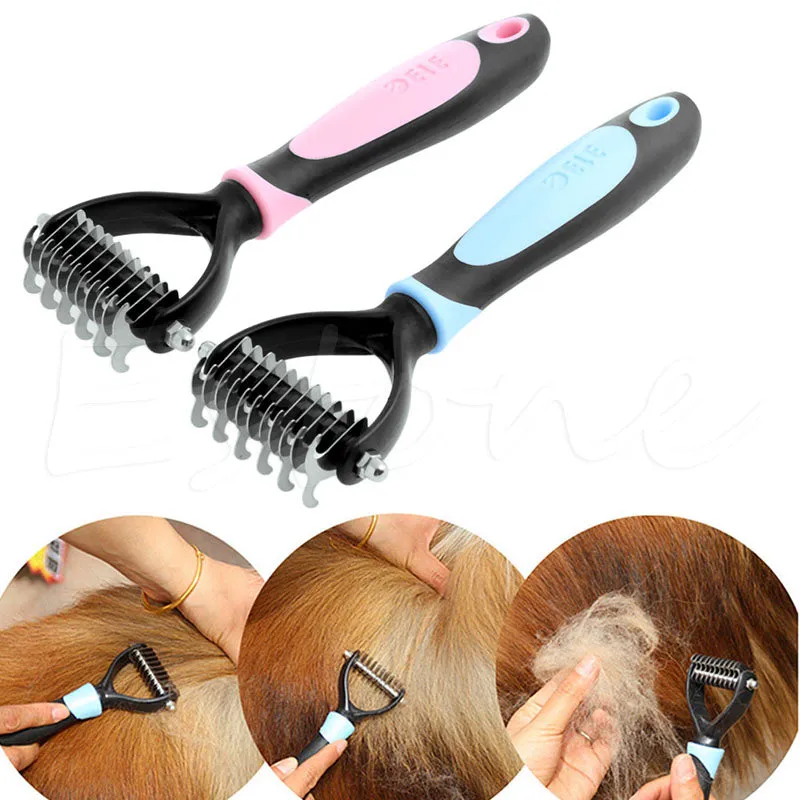 S-home New Tera Pet Fur Knot Cutter Remove Rake Grooming Shedding Brush Comb Rake Dog Cat MAR8