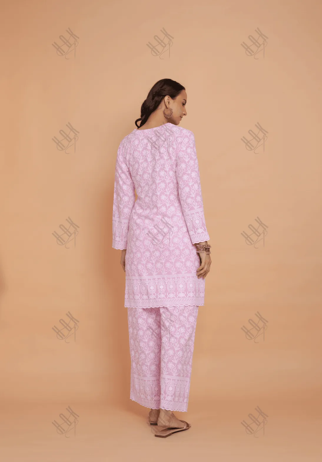 Saba Chikankari Kurta Set in Rayon - Pink