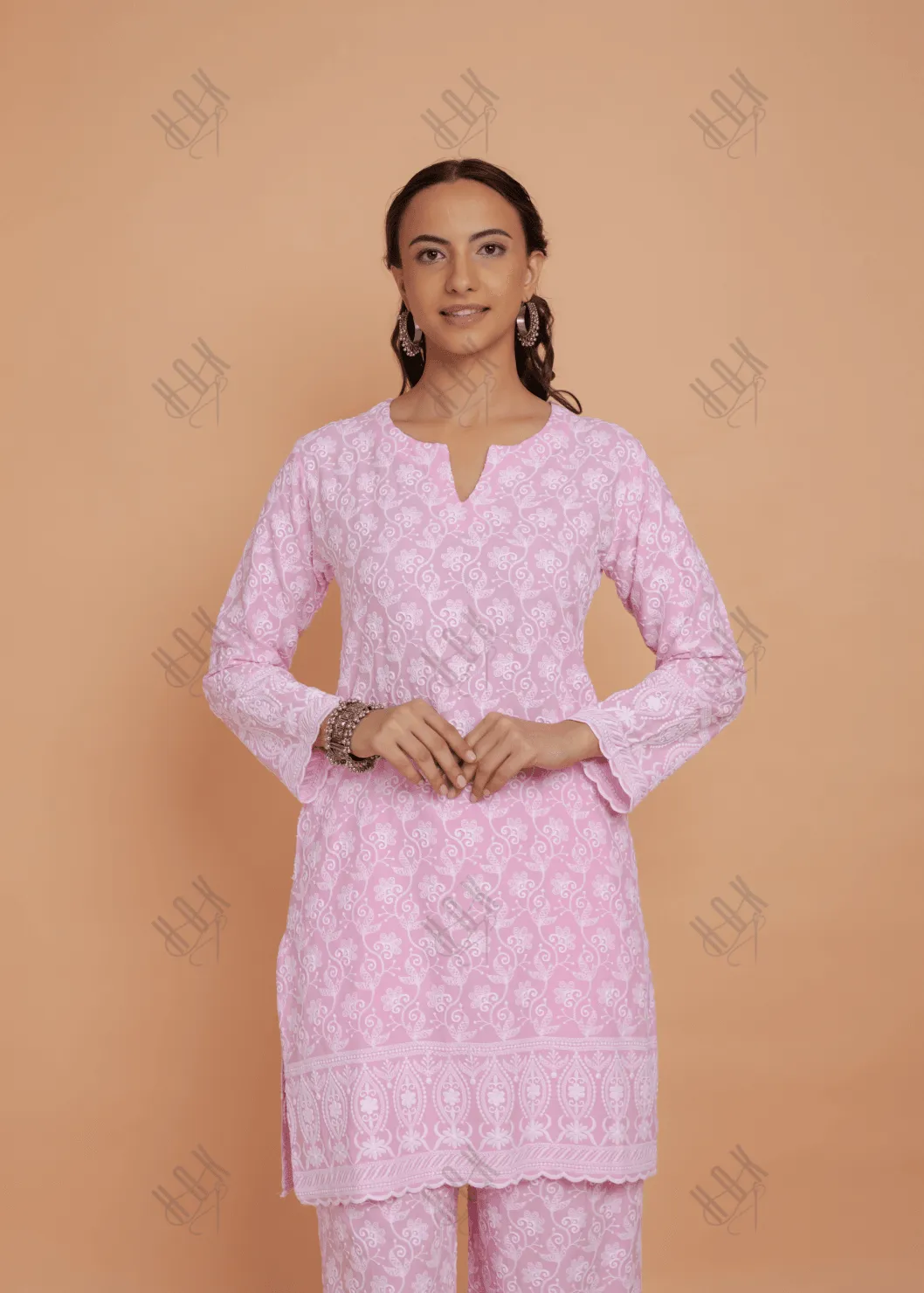 Saba Chikankari Kurta Set in Rayon - Pink