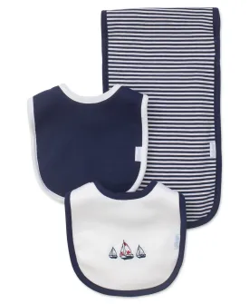 Sailboats Bib & Burp Set