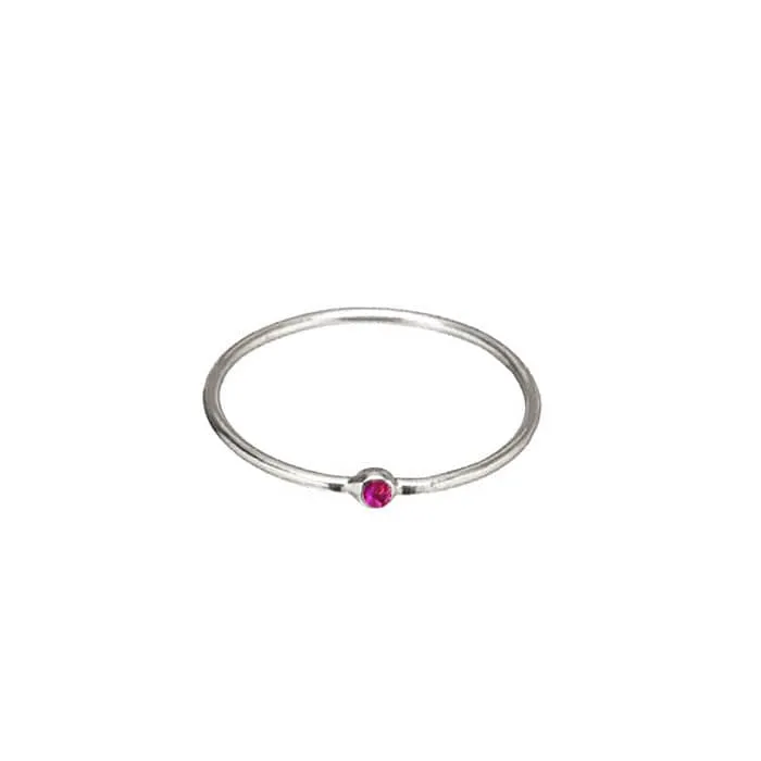 Simple Silver Ruby Cz Ring