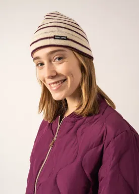 Striped sailor hat - in pure new wool (ECRU/PRUNE)