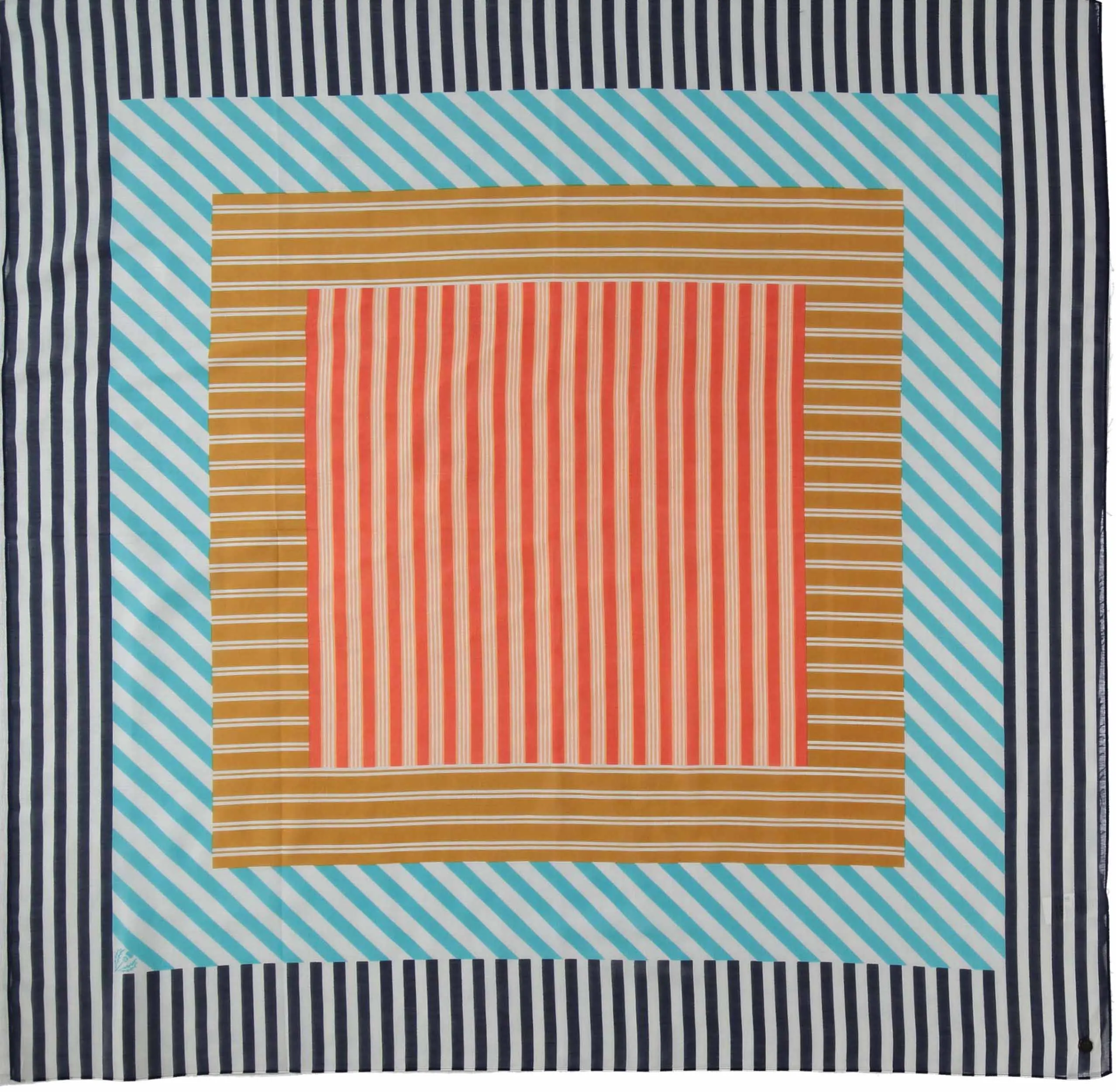 Striped Squares Cotton Silk Square