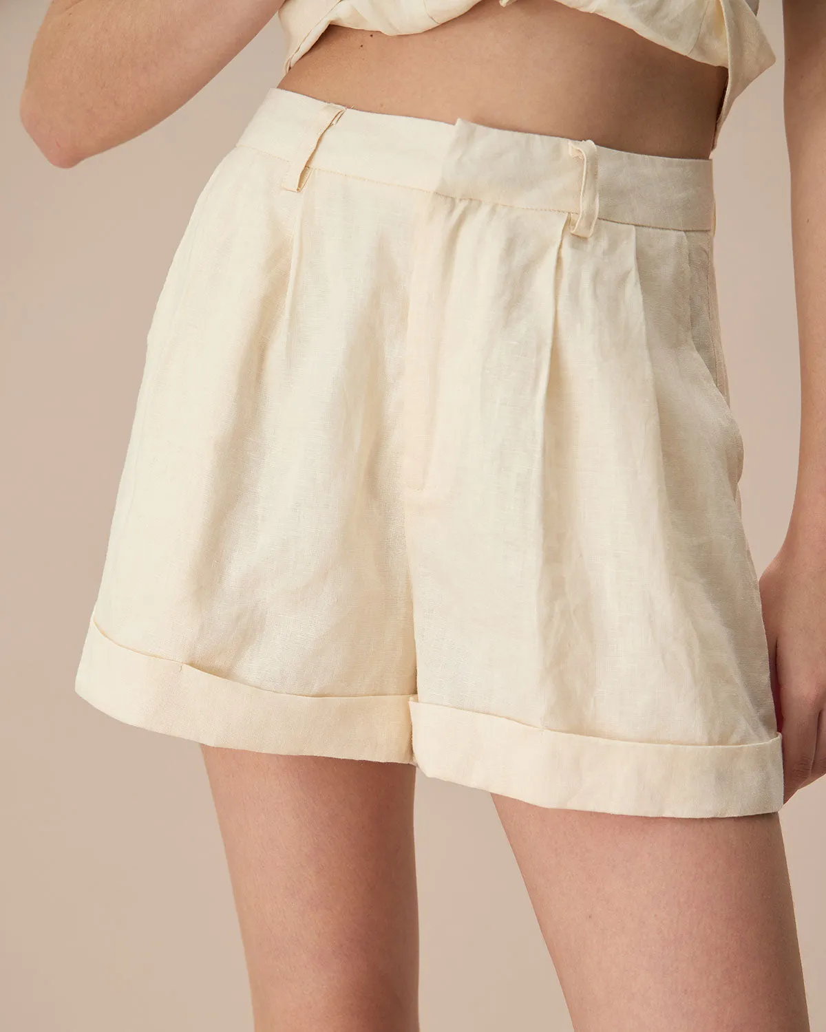 The Apricot High-Waisted Pleated Shorts