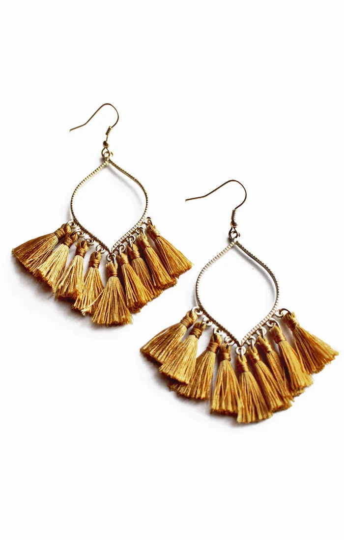 The Gold Marquise Tassel Earrings