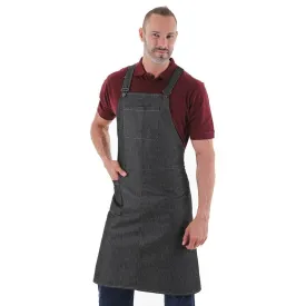 Urban Crossed Bib Apron Black Denim - MANELLI