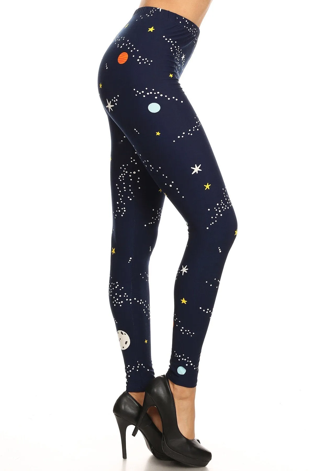 Women's 3X 5X Colorful Planet Space Pattern Printed Leggings