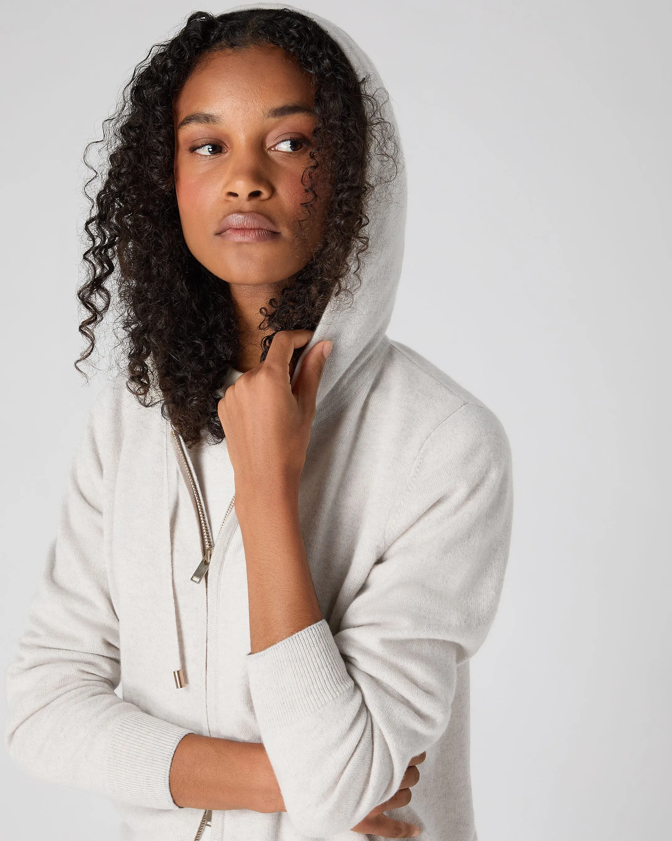 Women's Ada Cashmere Hoodie Pebble Grey